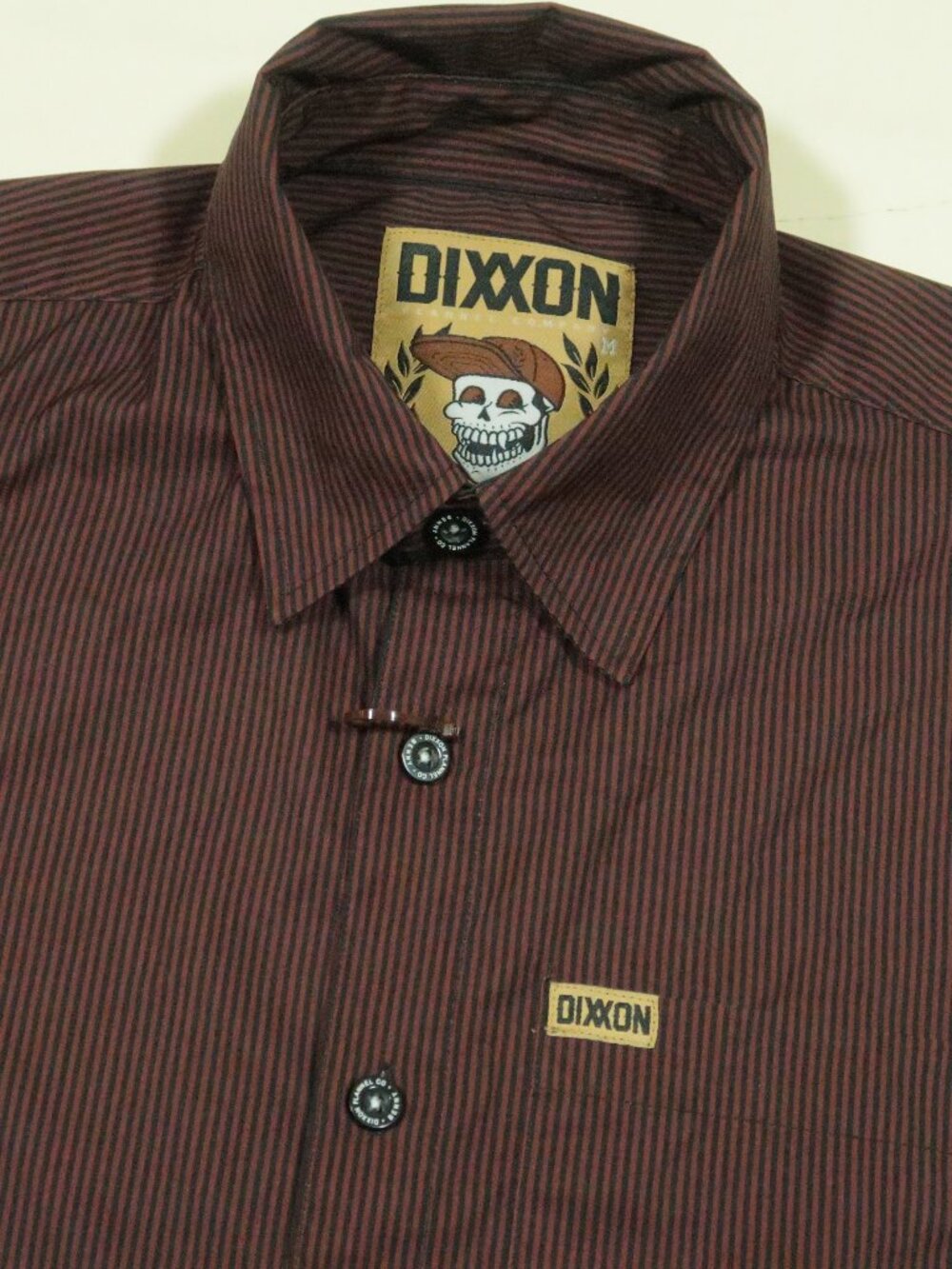 Dixxon Flannel Benny Microstripe Short Sleeve Shirt Mens M Brown Stretch New